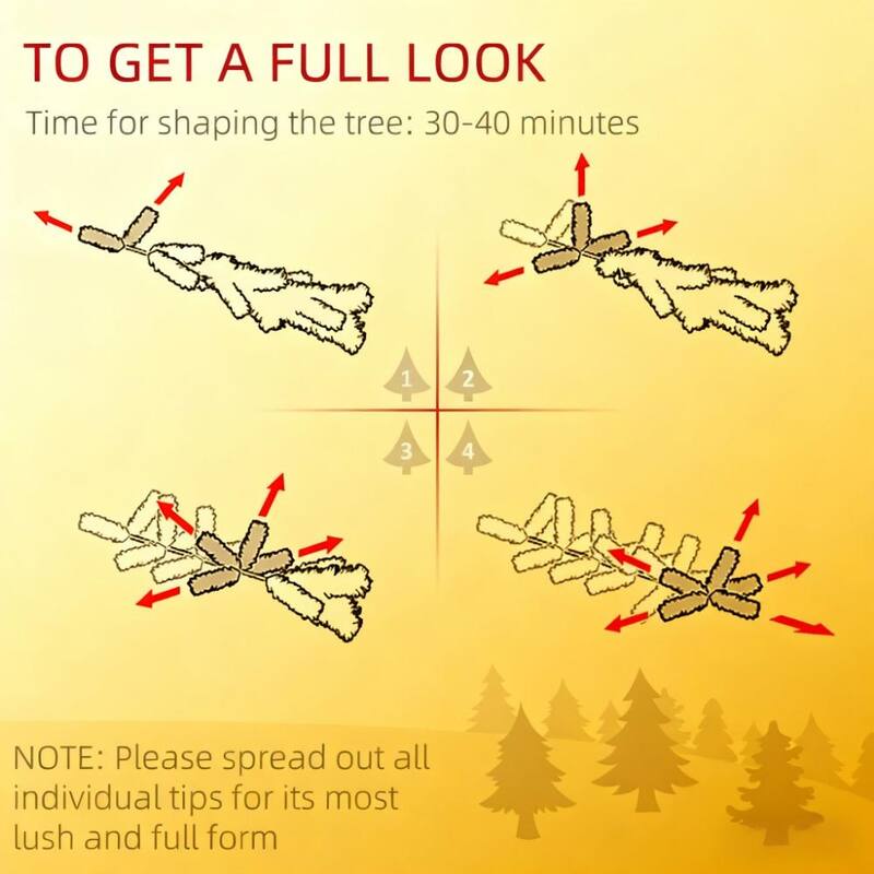 Flocked Artificial Christmas Tree - Snow Branches, Warm Yellow Lights, Auto Open - Green