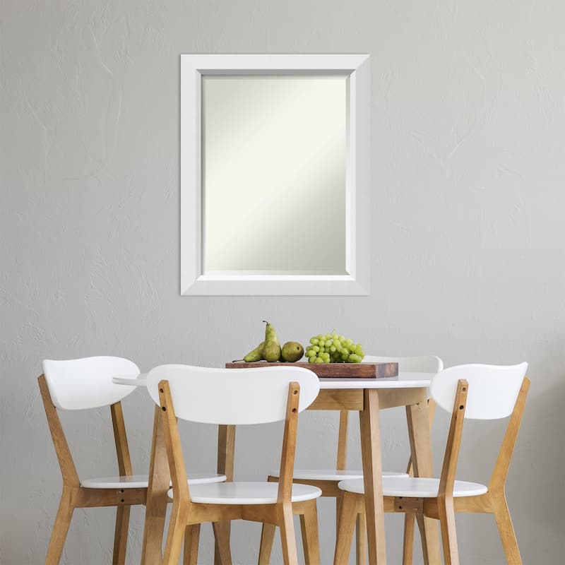 Beveled Wood Wall Mirror - Blanco White Frame