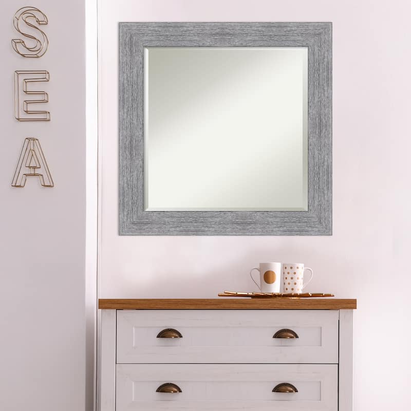 Beveled Bathroom Wall Mirror - Bark Rustic Char Frame