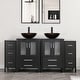 preview thumbnail 48 of 146, 72" Bathroom Vanity Set Glass Ceramic Vessel Sink Side Cabinet Combo Black - Glass brown round sink