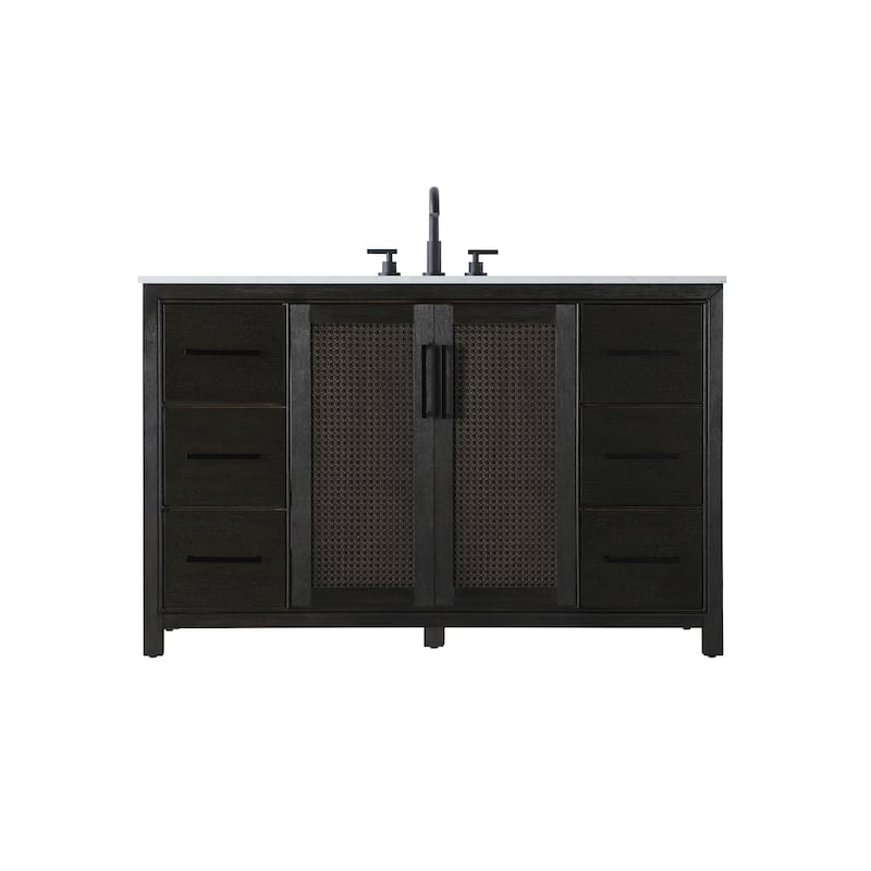 Elegant Lighting VF29554 Alina 54" Free Standing Single Basin Vanity - Chocolate Oak - Oak Finish