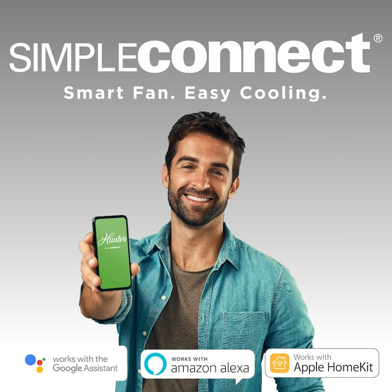 Hunter 54" WiFi Symphony Ceiling Fan with LED Light Kit and Handheld Remote, Smart Home Fan