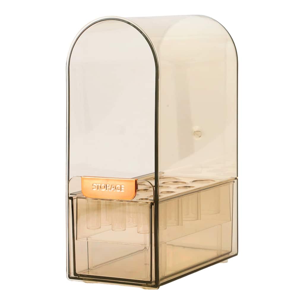 Makeup Organizer Dust-proof Makeup Organizer for Vanity Holder for Brush Brown - 6.69"x3.94"x9.84"