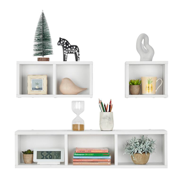 Danya B. Bauhaus Floating Geometric Cubby Wall Shelves - Set of 3 Sizes