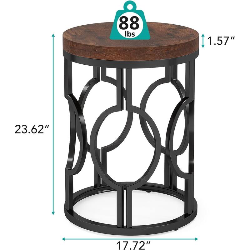 Wood Round End Side Table for Living Room Bedroom