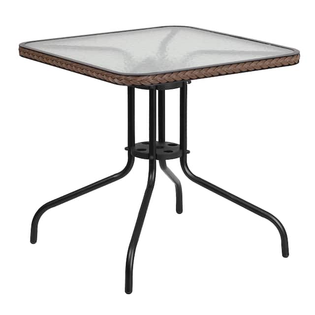 Powder-coated Aluminum/ Rattan Lightweight 5-piece Outdoor Dining Set