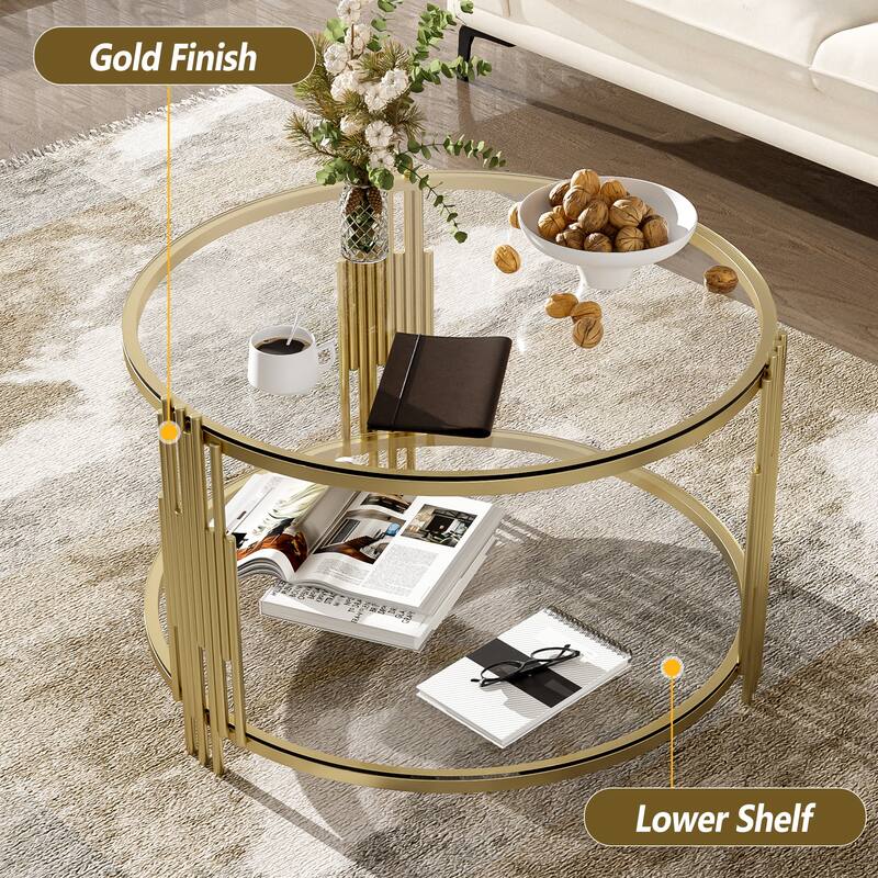 Coffee Table Round Room Table, Stainless Steel Irregular Leg Tempered Glass Top