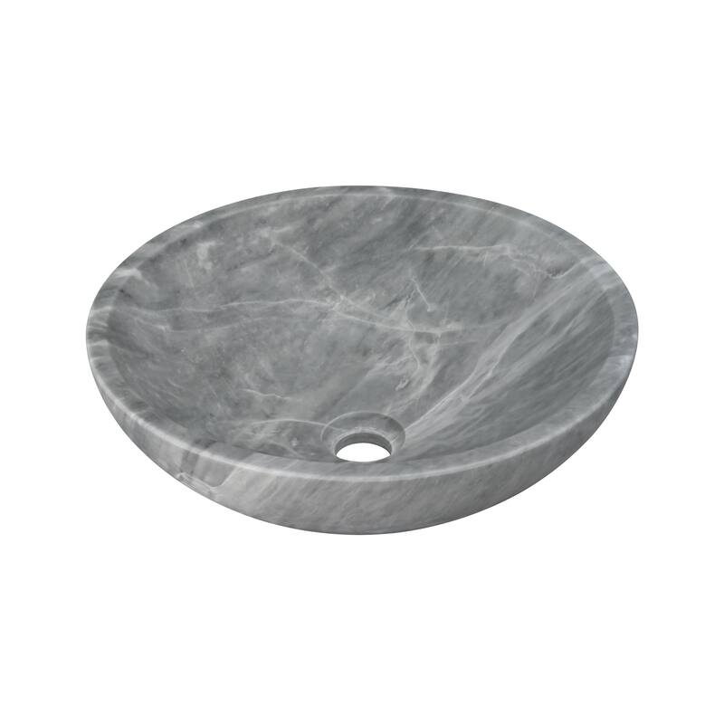 Roomfitters Round Marble Bathroom Vessel Sink, Natural Stone Countertop Wash Basin, Polished Bowl Vanity Sink