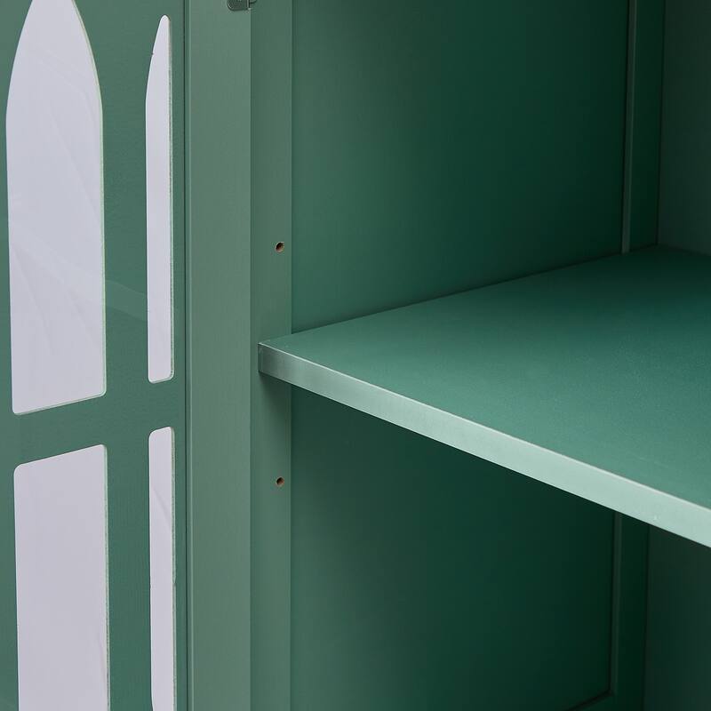 Freestanding Adjustable Storage Cabinet with Metal Knobs, Acrylic Panel Door Cabinet, Groove Pattern Drawer and Door Cabinet