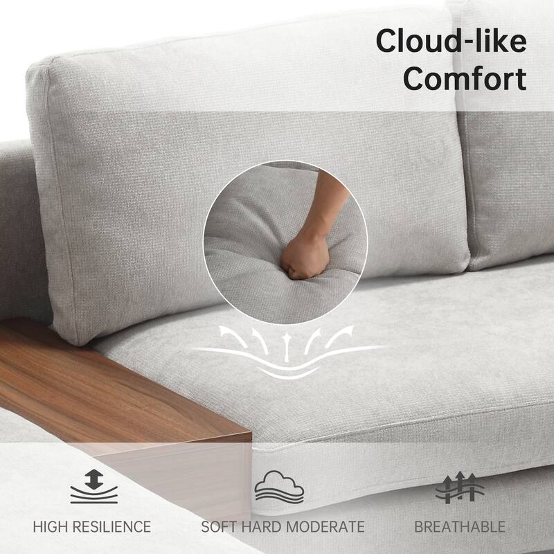Modular L-shaped Sofa With a Reversible Design and Built-in Wooden Decorative Box