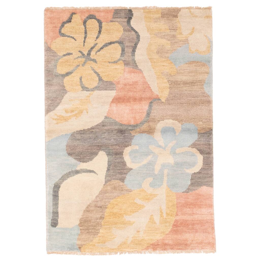 ECARPETGALLERY Hand-knotted Peshawar Ziegler Multi Color Wool Rug - 4'5 x 6'5