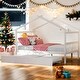 preview thumbnail 38 of 49, Kid Bed Frame Full Size Wooden House Platform Bed with Twin Size Trundle White
