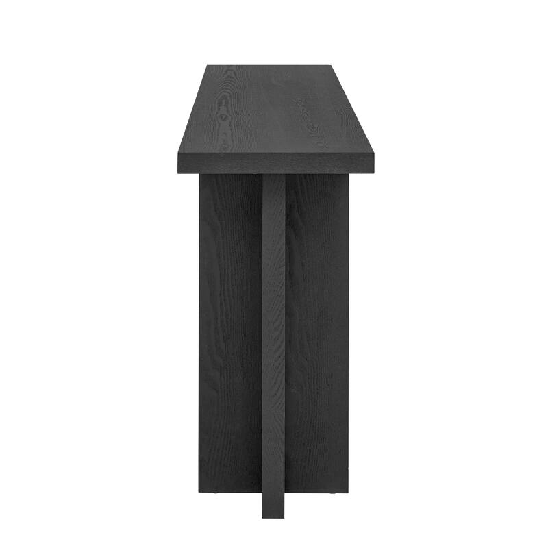 60" Console Table with T-Leg Base & Ash Veneer, Modern Style