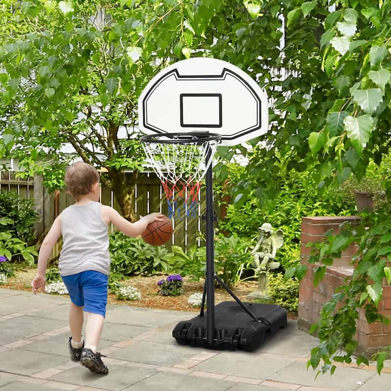 Aosom Poolside Basketball Hoop Stand Portable Basketball System Goal, Adjustable Height 3'-4', 30" Backboard