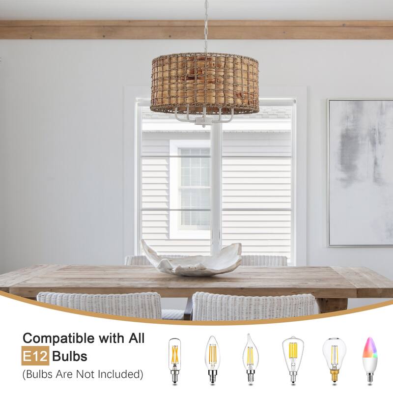5-Light Candlestick Circle Hanging Farmhouse Chandelier Linear Island Chandelier Lighting for Dining Room
