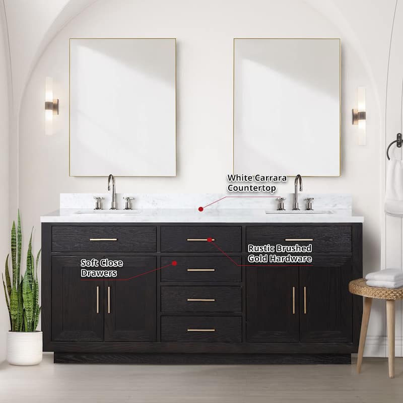 Lexora Abbey Bath Vanity and Carrara Marble Top