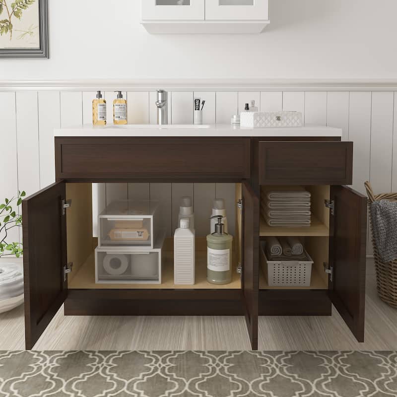 Vanity Art 48" Birch Freestanding Bathroom Vanity Cabinet without Top