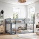preview thumbnail 2 of 38, Wooden Twin over Twin Loft Bed with Ladder, Grey