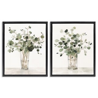 Stupell Eucalyptus Herb Vases Framed Floater Canvas Wall Art Design By ...