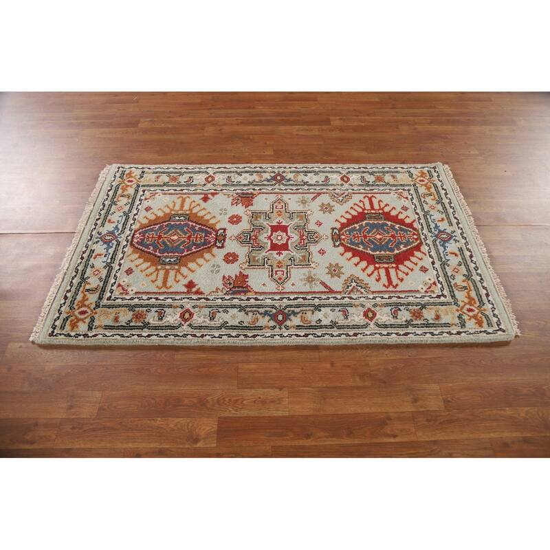 Geometric Kazak Area Rug Handmade Wool Carpet - 3'0"x 5'0"