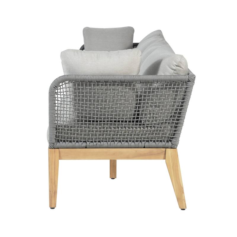 Cypress Teak Wood 128" Sofa with Rope Design