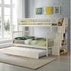preview thumbnail 1 of 10, Convertible Bunk Bed with Trundle, Storage, Safety Guardrails, Modern Design for Kids Cream White