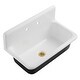 preview thumbnail 2 of 2, Petra Galley Cast Iron Single Bowl Wall Mount Kitchen Sink with 2-Hole Drain and Strainer White/Brushed Brass