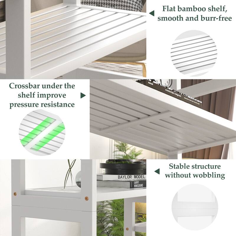 6-Tier Solid Bamboo Bookcase,Large Freestanding Open Bookshelf with 17 Display Shelves,Easy To Assemble