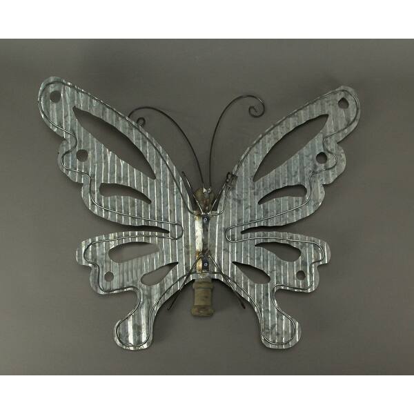 Shop Country Beige Galvanized Metal Art And Wood Butterfly Wall Hanging Sculpture Overstock 30706492