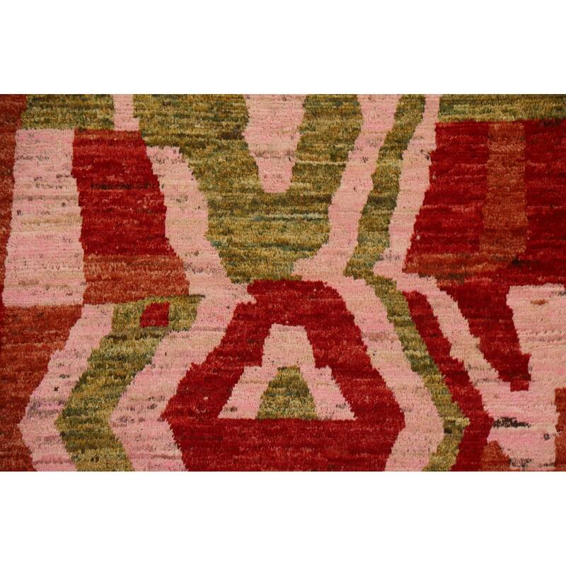 Hand Knotted Oriental 100% Wool Carpet Modern Abstract Multi-Colored Moroccan Area Rug - 8' 3'' X 5' 3''