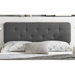 Glendale Traditional Charcoal Fabric Button Tufted Queen Size Grey
