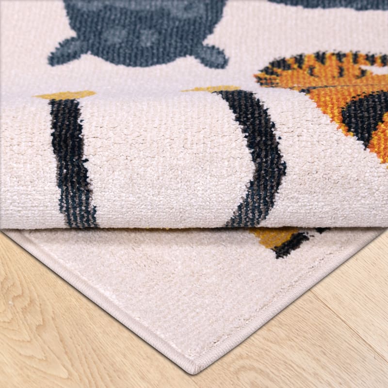 Orian Rugs Playroom Safari White Stain Resistant Kids Area Rug