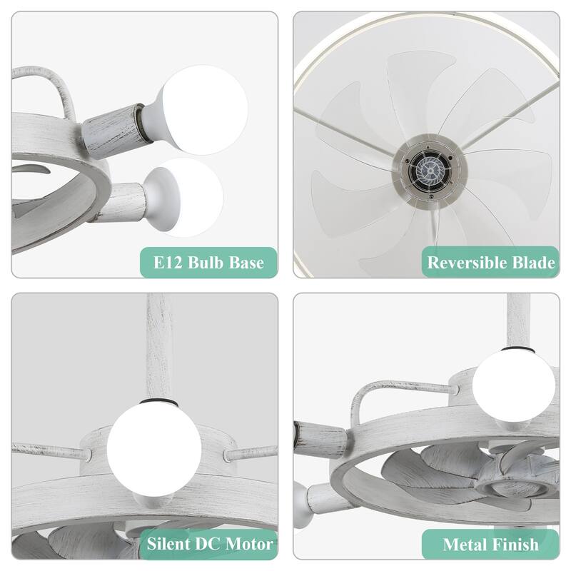 Cusp Barn 21 Inch Modern Ceiling Fan with Light and APP Control, Dimmable LED Lighting, Industrial 6-Speed Fandelier for Bedroom