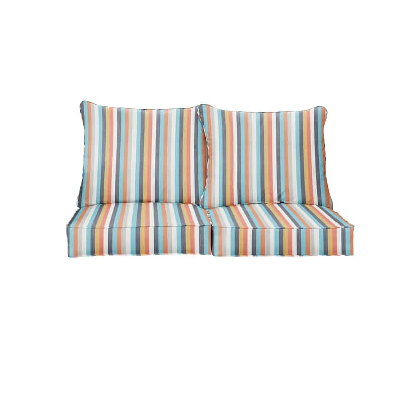 Sorra Home Sunbrella Outdoor Loveseat Pillow and Cushion Set - 29 in W x 27 in D x 5 in H - Surround Sunrise