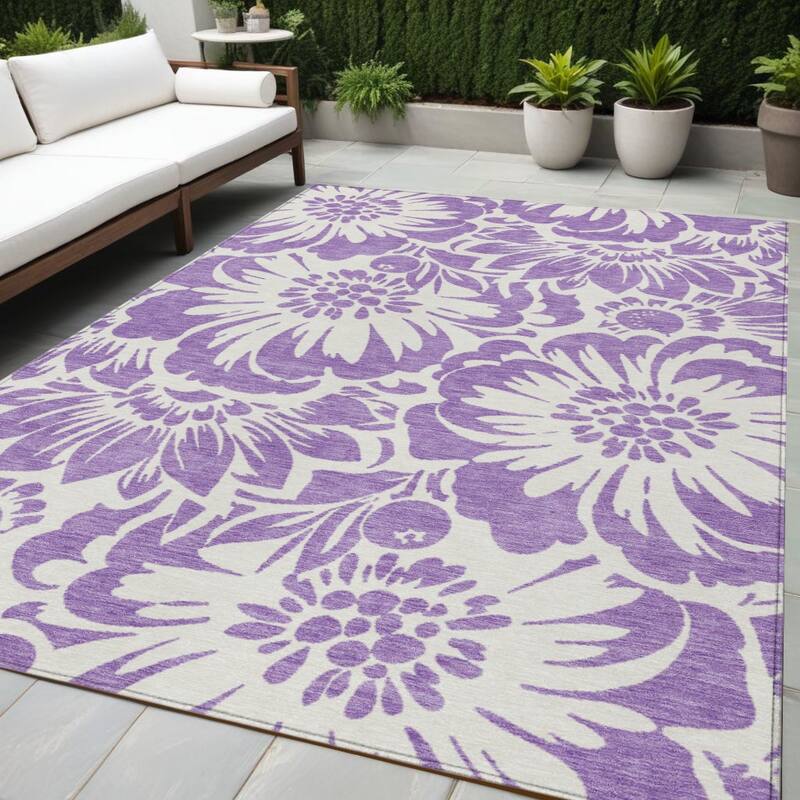 Sasi Garden-Inspired Weather Resistant Versatile Elegance Runner Outdoor Rug - 5' X 8' - Multi