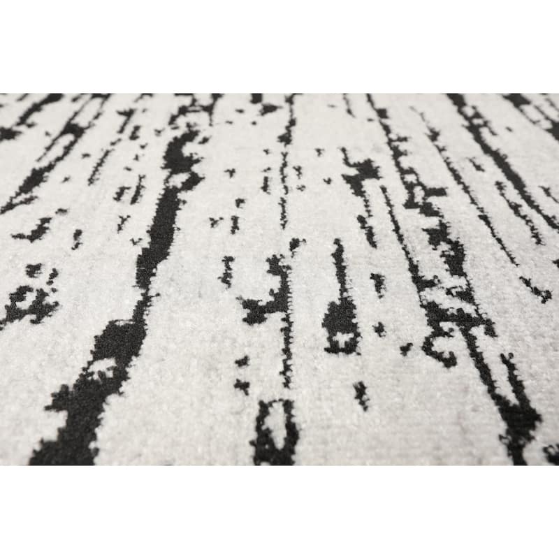 Gray Polypropylene Lisette Modern Oriental Area Rug