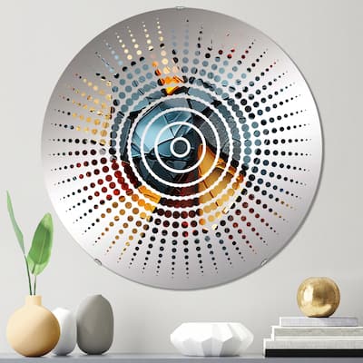 Designart "Gold and blue Cubic Mosaic tiles VI" - Modern Abstract Marble Sun Circles Wall Mirror