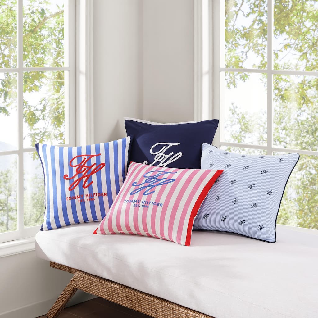 Tommy Hilfiger Printed Cotton Canvas Decorative Pillow, 20x20