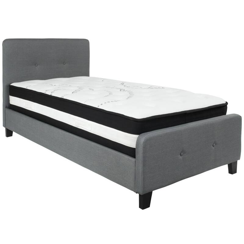 Button Tufted Upholstered Platform Bed with Pocket Spring Mattress