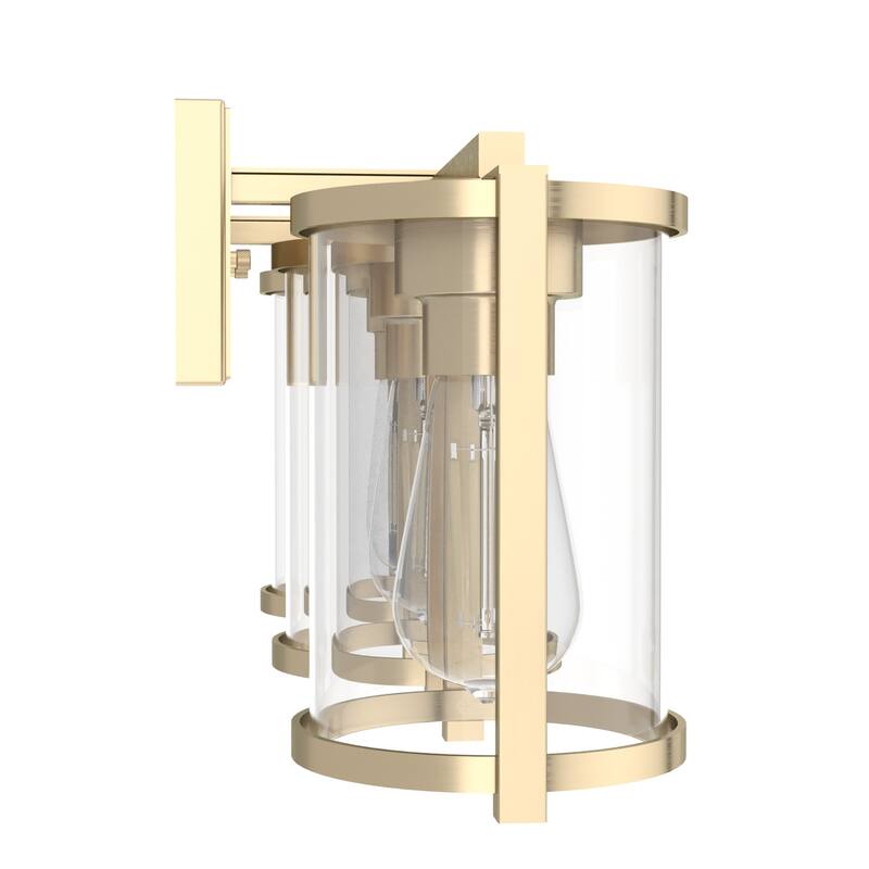 Hunter Astwood Bathroom Vanity Light, Clear Cylinder Glass, Damp Rated, Caged - Contemporary, Transitional, Art-Deco
