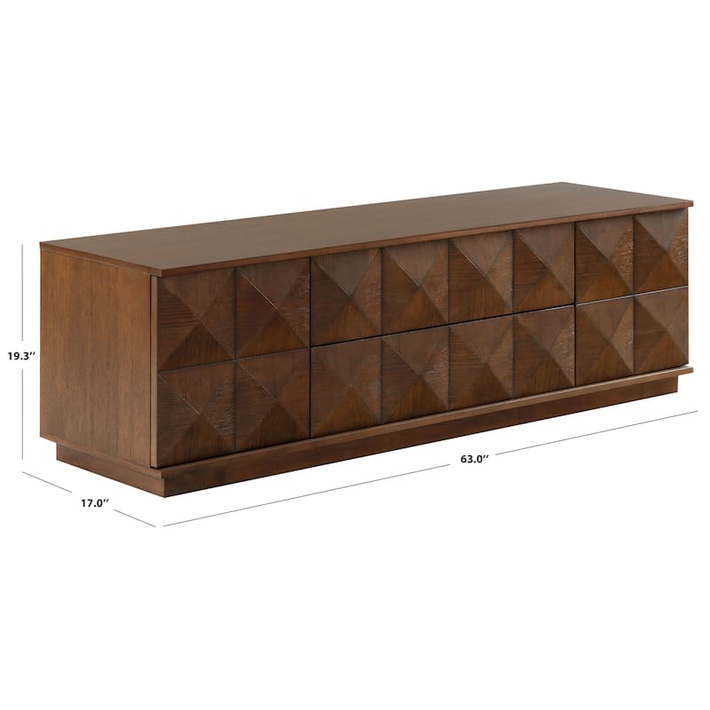 SAFAVIEH Couture Patty 4 Door Wood Media Stand - 63"W x 17"D x 19"H