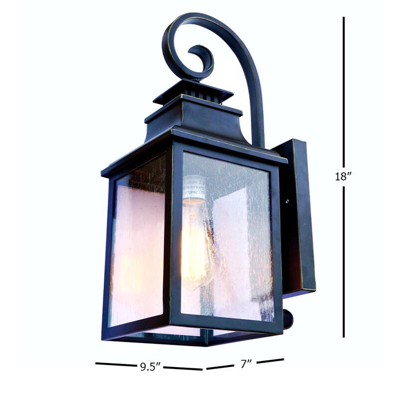 Morgan Imperial Black Metal/ Seeded Glass 1-light Outdoor Wall Light