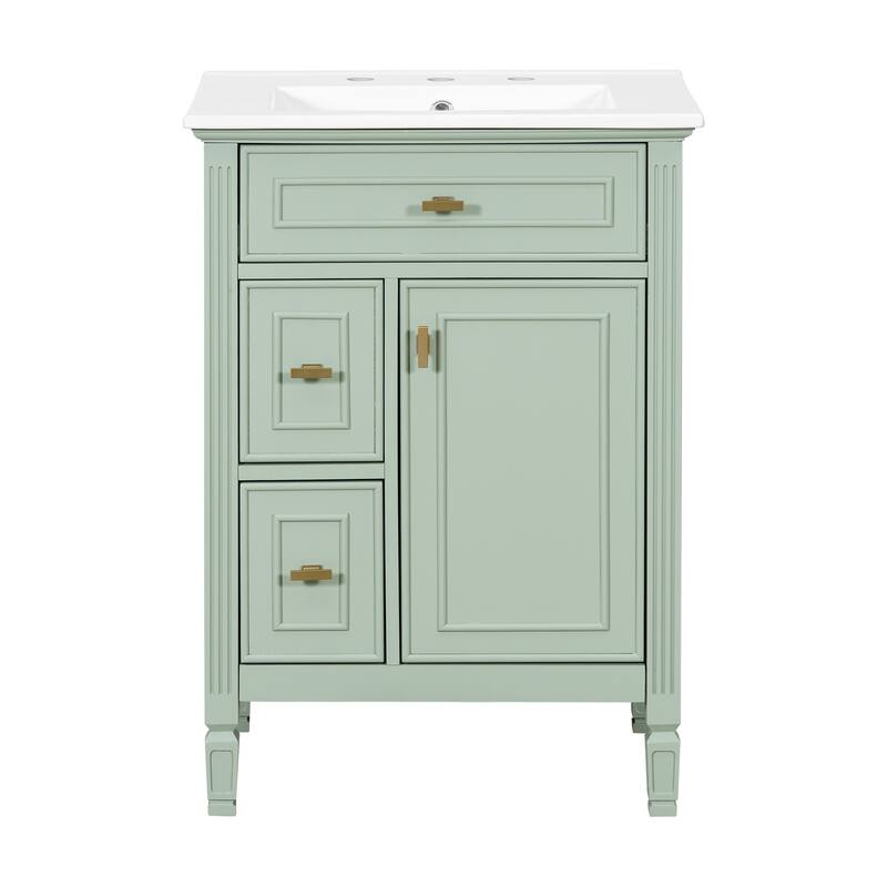 GDFStudio - Benjamin Hawthorne Modern Freestanding Bathroom Vanity with Flip Drawer Storage