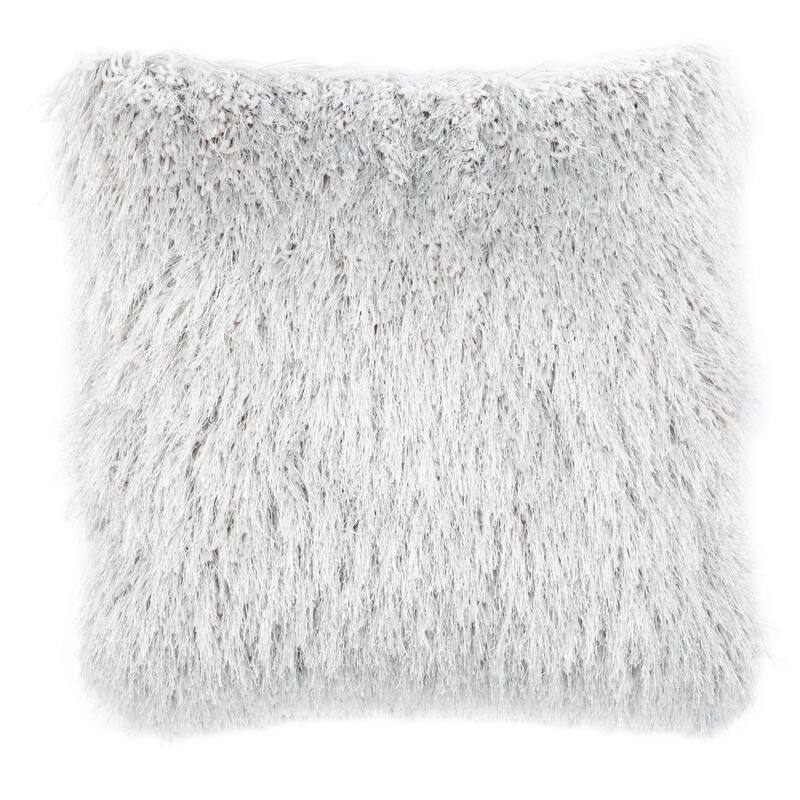 SAFAVIEH Zuhre 20-inch Shag Modish Metallic Metalic Silver Decorative Pillow