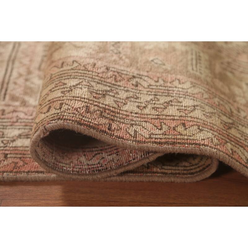 All-Over Ardebil Persian Vintage Runner Rug Handmade Wool Carpet - 3'10"x 10'3"