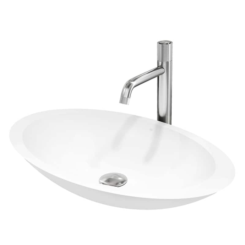 VIGO Wisteria 23"L x 14"W MatteStone Vessel Sink and Apollo 12"H Faucet Set