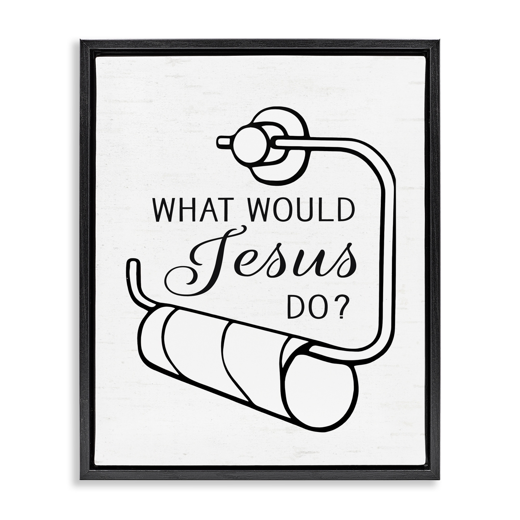 Stupell What Would Jesus Do Toilet Paper Framed Floater Canvas Wall Art Design By Lettered and Lined