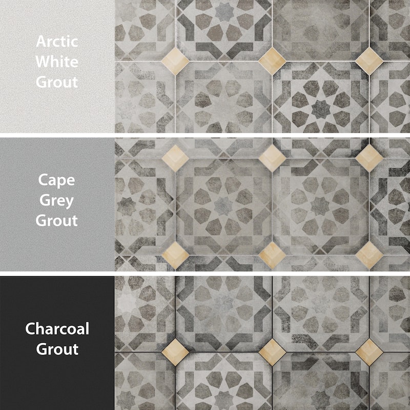 Merola Tile Laverton Octagon Deco Sombra with Taco Beige 7-7/8" x 7-7/8" Porcelain Floor and Wall Tile