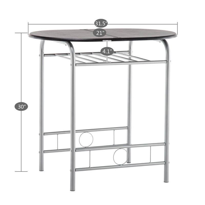 Breakfast Black Bar Table Contemporary 3-piece Set