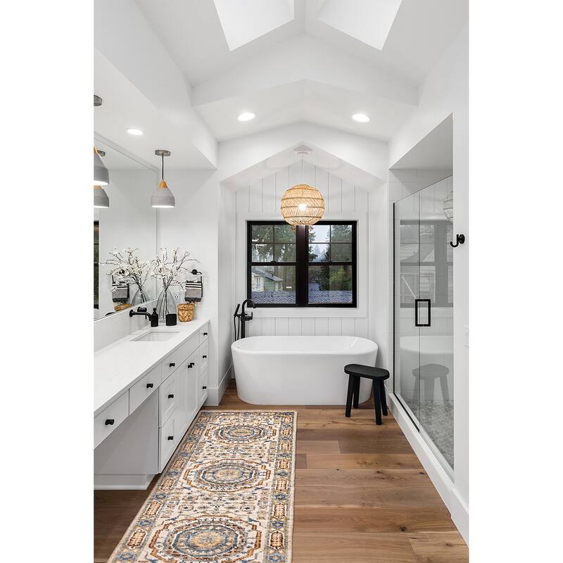 ECARPETGALLERY Hand-knotted Mamluk Cream Wool Rug - 2'7 x 7'11